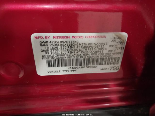 2015 MITSUBISHI OUTLANDER JA4AD2A38FZ003854 Photo 8