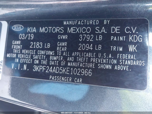 KIA mpi nu 2019 3KPF24AD5KE102966 Image 9