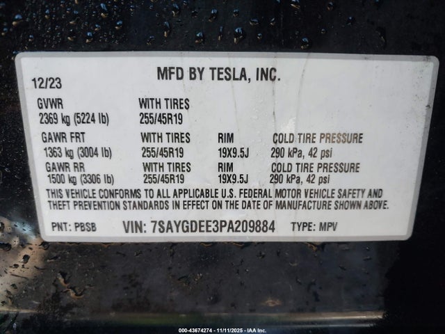 2023 TESLA MODEL Y 7SAYGDEE3PA209884 Photo 8