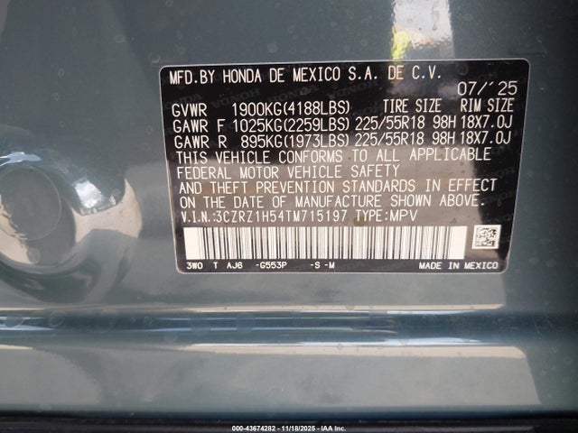 3CZRZ1H54TM715197 Honda Hr-v 2wd Sport