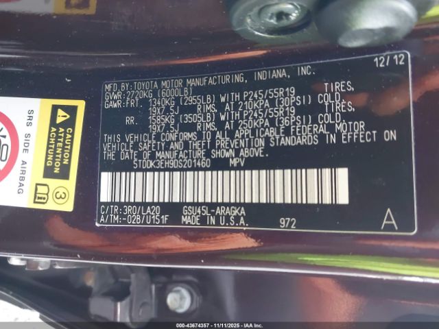 2013 TOYOTA HIGHLANDER 5TDDK3EH9DS201460 Photo 8