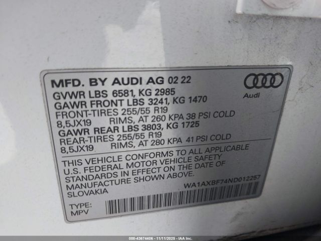 2022 AUDI Q7 WA1AXBF74ND012257 Photo 8