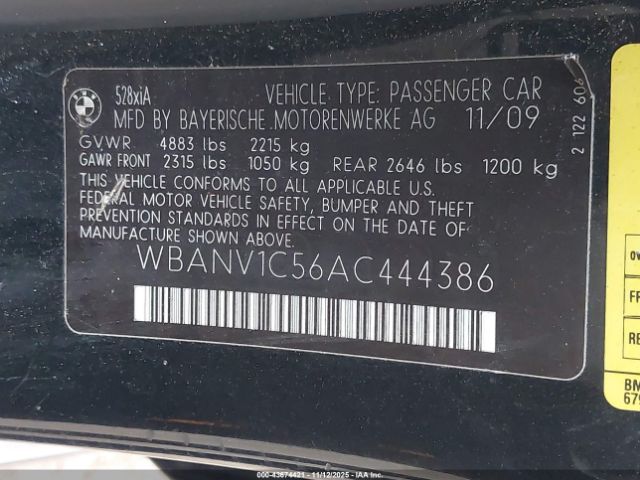 2010 BMW 528I WBANV1C56AC444386 Photo 8