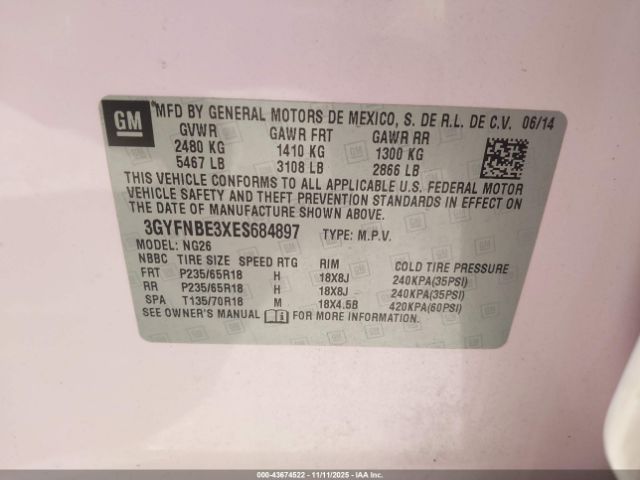 2014 CADILLAC SRX 3GYFNBE3XES684897 Photo 8