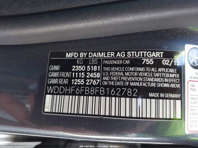 Продаж на аукціоні авто 2015 Mercedes-benz E 400, vin: WDDHF6FB8FB162782, номер лоту: 43674574