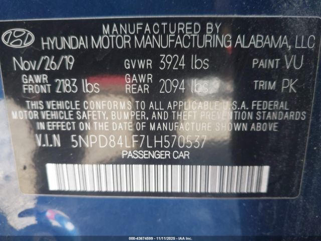 2020 HYUNDAI ELANTRA 5NPD84LF7LH570537 Photo 8