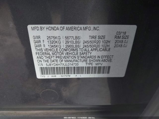 2018 ACURA MDX 5J8YD4H7XJL014733 Photo 8