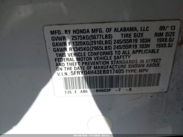 2014 ACURA MDX 5FRYD4H43EB017405 Photo 8