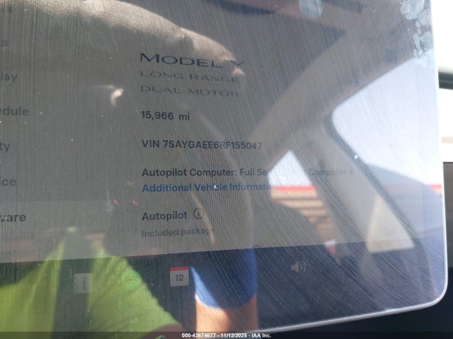 2024 Tesla Model Y Long Range Dual Motor All-wheel Drive მანქანა იყიდება აუქციონზე, vin: 7SAYGAEE6RF155047, აუქციონის ნომერი: 43674677