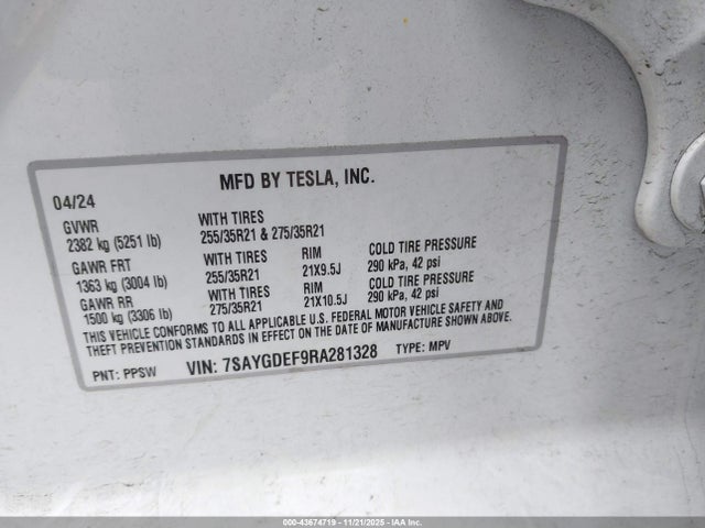 2024 TESLA MODEL Y 7SAYGDEF9RA281328 Photo 8