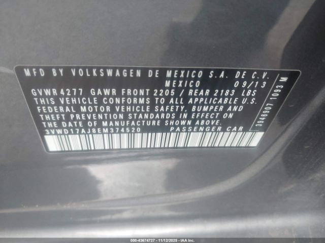 2014 VOLKSWAGEN JETTA 3VWD17AJ8EM374520 Photo 8