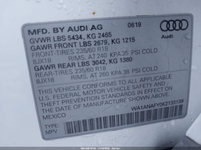 2019 AUDI Q5 WA1ANAFY0K2133139 Photo 8