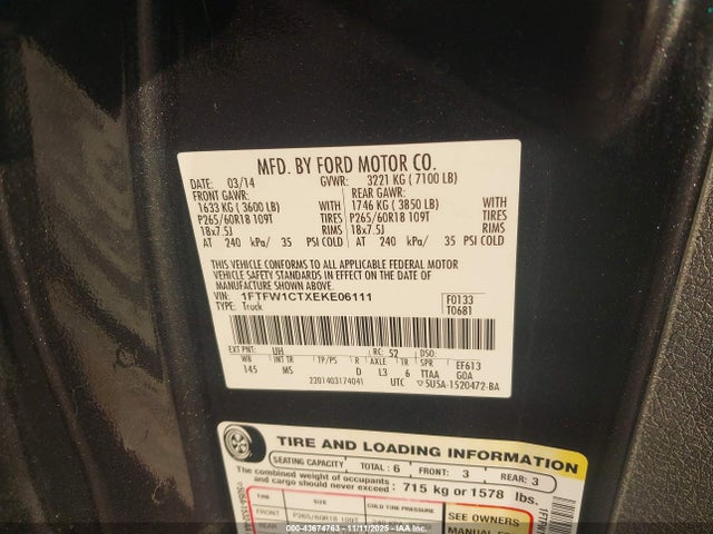 2014 FORD F-150 1FTFW1CTXEKE06111 Photo 8