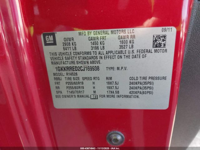 2012 GMC ACADIA 1GKKRRED2CJ169938 Photo 8