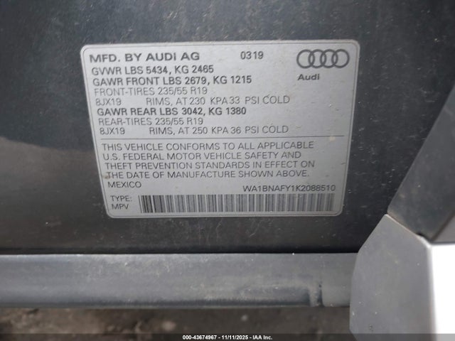 2019 AUDI Q5 WA1BNAFY1K2088510 Photo 8