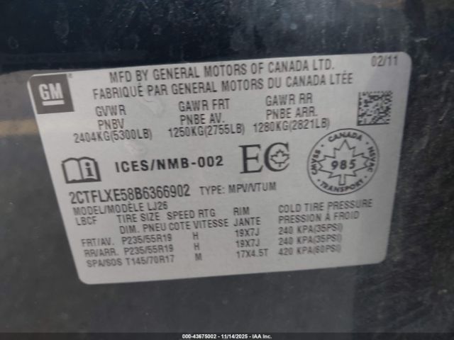 2011 GMC TERRAIN 2CTFLXE58B6366902 Photo 8