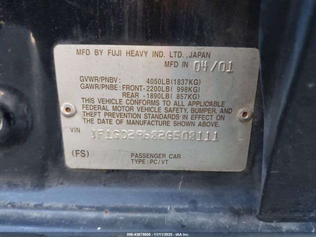 2002 SUBARU IMPREZA JF1GD29682G508111 Photo 8