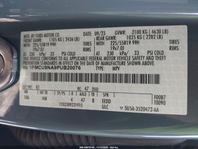 2023 FORD ESCAPE 1FMCU9NA9PUB20076 Photo 8