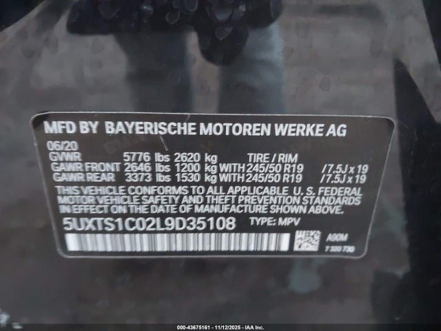 Aukcja sprzedaży 2020 Bmw X3 Phev Xdrive30e, vin: 5UXTS1C02L9D35108, numer aukcji: 43675161