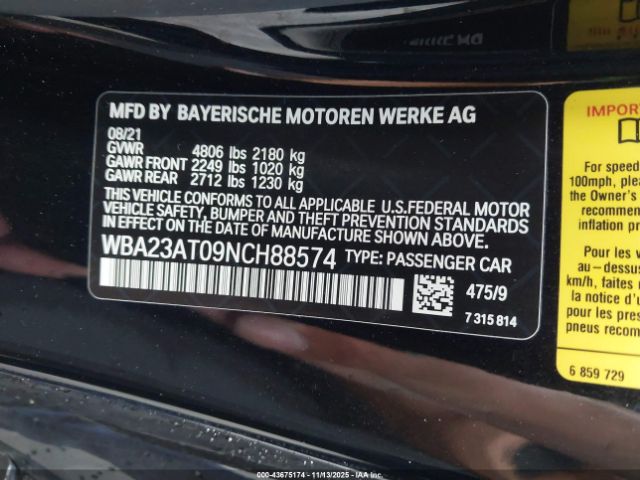 2022 BMW 430I WBA23AT09NCH88574 Photo 8