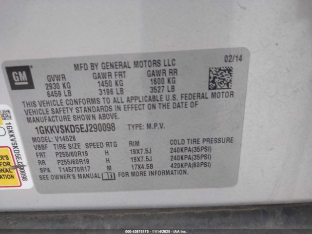 2014 GMC ACADIA 1GKKVSKD5EJ290098 Photo 8