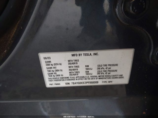 2023 TESLA MODEL Y 7SAYGDEE2PF868008 Photo 8