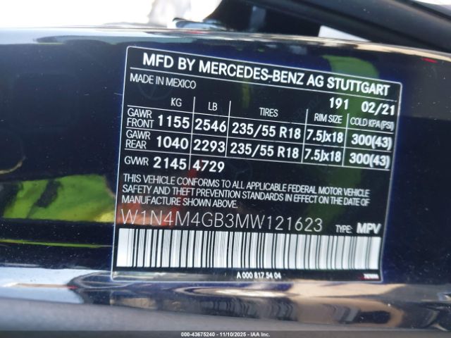 2021 MERCEDES-BENZ GLB 250 W1N4M4GB3MW121623 Photo 8