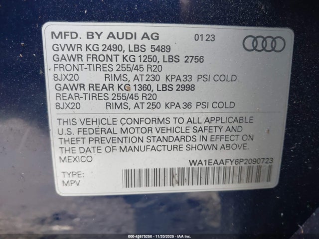 2023 AUDI Q5 WA1EAAFY6P2090723 Photo 8