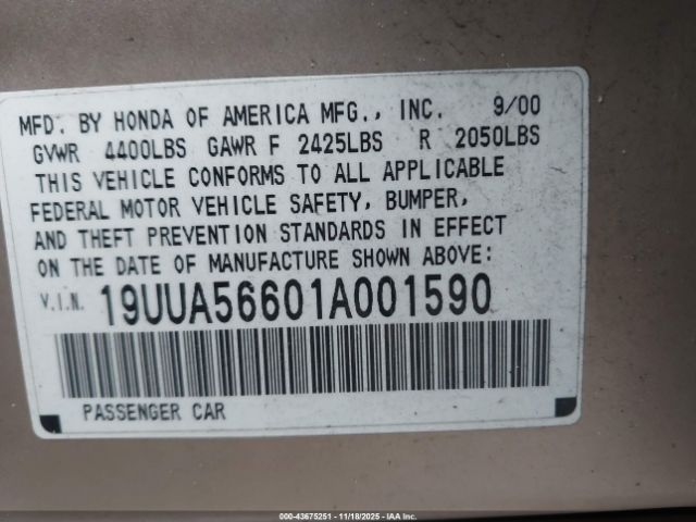 2001 ACURA TL 19UUA56601A001590 Photo 8