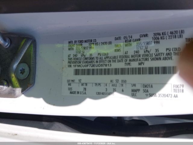 2014 FORD ESCAPE 1FMCU0F72EUD57813 Photo 8