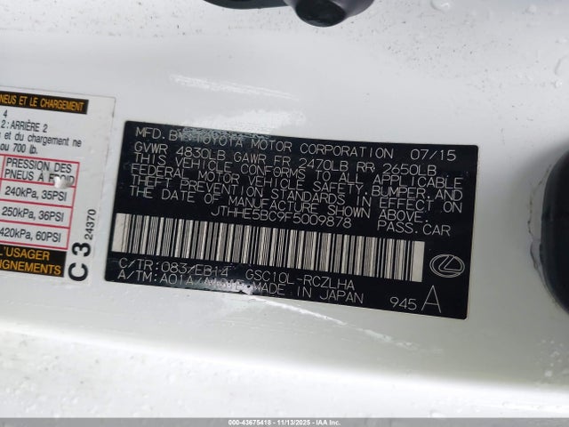 Lexus RC 350 2015 JTHHE5BC9F5009878 Image 9