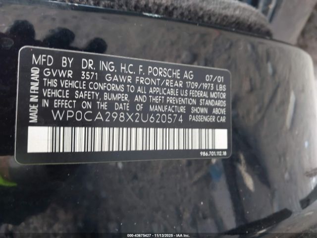 2002 PORSCHE BOXSTER WP0CA298X2U620574 Photo 8