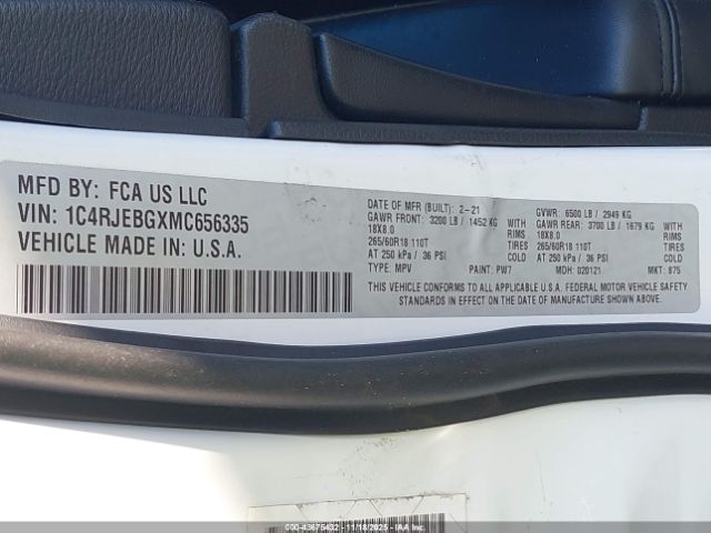 2021 JEEP GRAND CHEROKEE 1C4RJEBGXMC656335 Photo 8