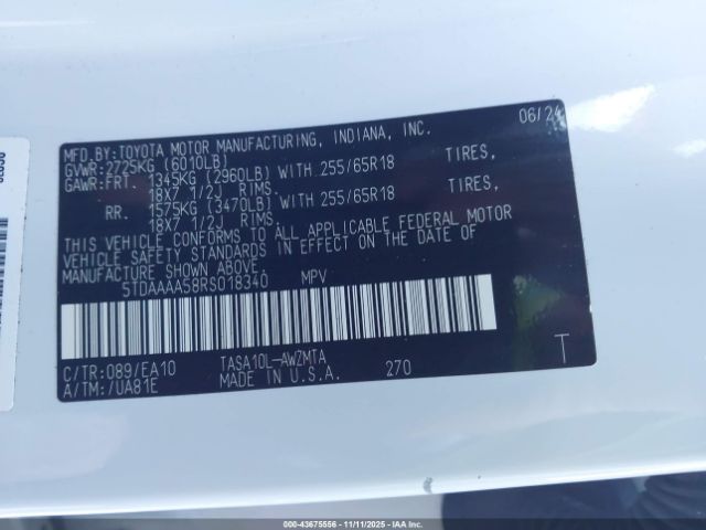 2024 TOYOTA GRAND HIGHLANDER 5TDAAAA58RS018340 Photo 8