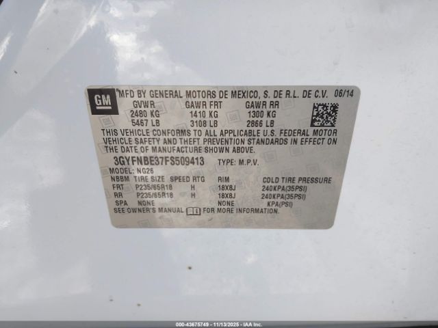 2015 CADILLAC SRX 3GYFNBE37FS509413 Photo 8