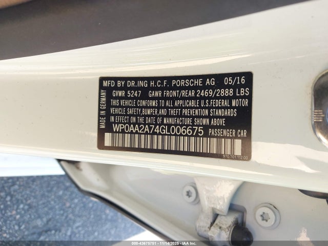 2016 PORSCHE PANAMERA WP0AA2A74GL006675 Photo 8