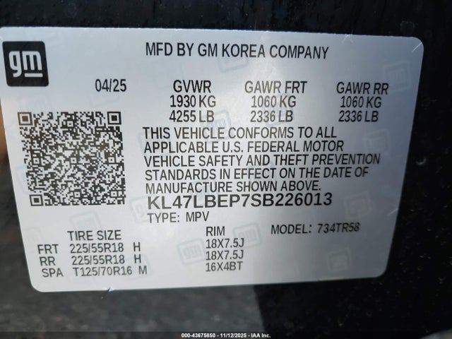 Продажа на аукционе авто 2025 Buick Envista Sport Touring Fwd, vin: KL47LBEP7SB226013, номер лота: 43675850