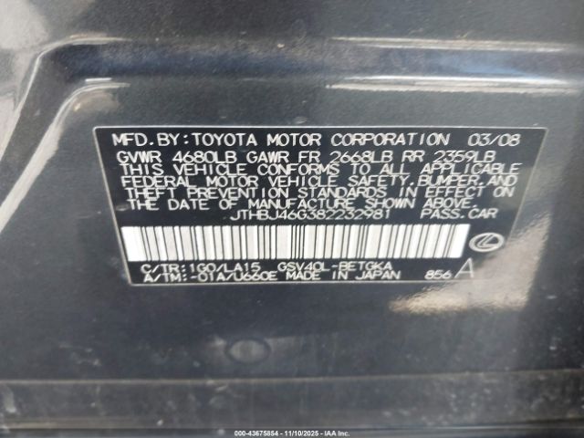 2008 LEXUS ES 350 JTHBJ46G382232981 Photo 8