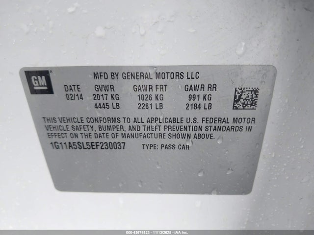 Chevrolet Malibu 1fl 2014 1G11A5SL5EF230037 Image 9