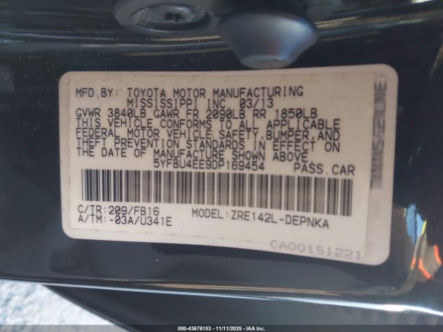2013 TOYOTA COROLLA 5YFBU4EE9DP169454 Photo 8