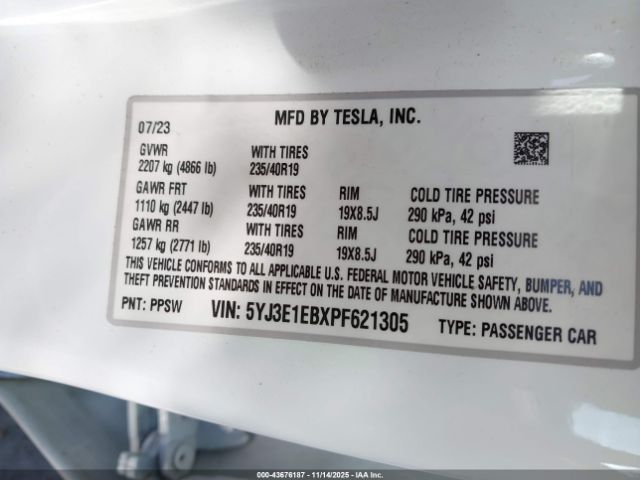 2023 TESLA MODEL 3 5YJ3E1EBXPF621305 Photo 8
