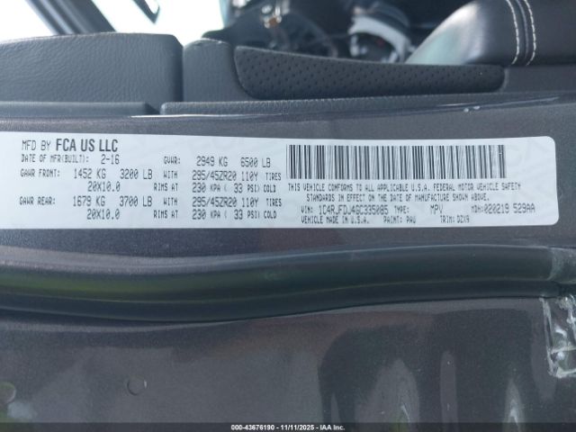 2016 JEEP GRAND CHEROKEE 1C4RJFDJ4GC335085 Photo 8