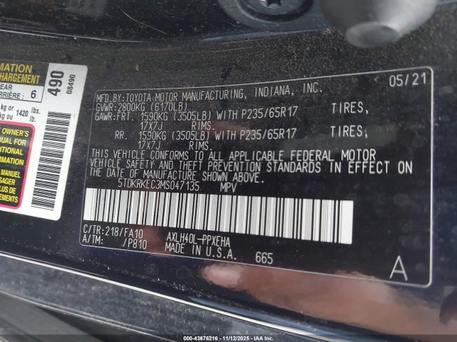 2021 TOYOTA SIENNA 5TDKRKEC3MS047135 Photo 8