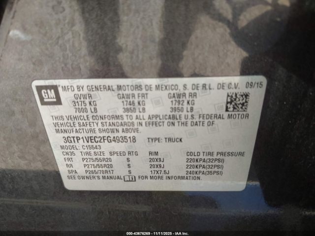 2015 GMC SIERRA 1500 3GTP1VEC2FG493518 Photo 8