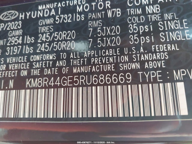 Aukcja sprzedaży 2024 Hyundai Palisade Sel, vin: KM8R44GE5RU686669, numer aukcji: 43676271