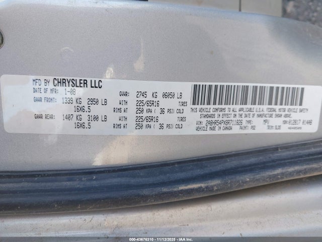 Продажа на аукционе авто 2008 Chrysler Town & Country Touring, vin: 2A8HR54PX8R711826, номер лота: 43676310