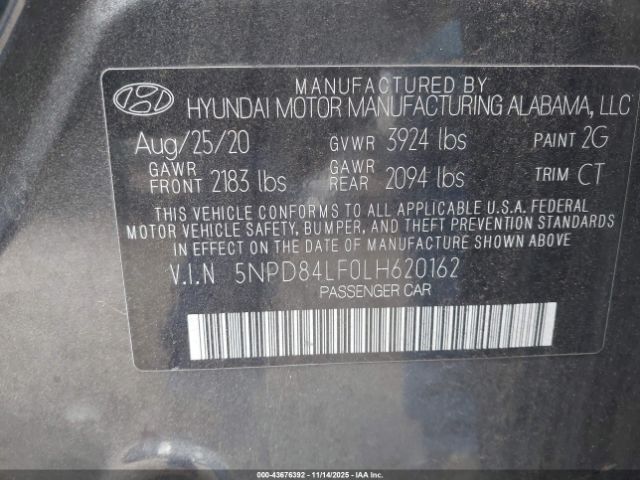 2020 HYUNDAI ELANTRA 5NPD84LF0LH620162 Photo 8