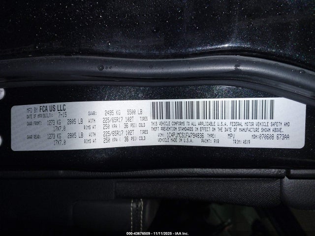 Продажа на аукционе авто 2015 Jeep Cherokee Latitude, vin: 1C4PJMCS1FW794836, номер лота: 43676509