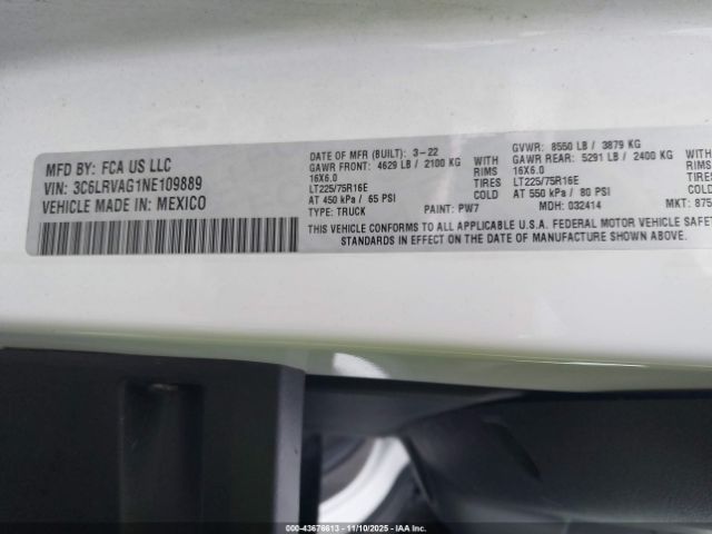 2022 RAM PROMASTER 1500 3C6LRVAG1NE109889 Photo 8
