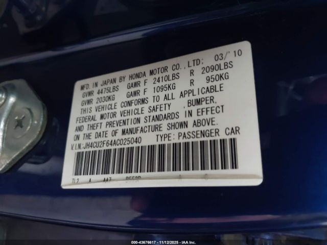 2010 ACURA TSX JH4CU2F64AC025040 Photo 8